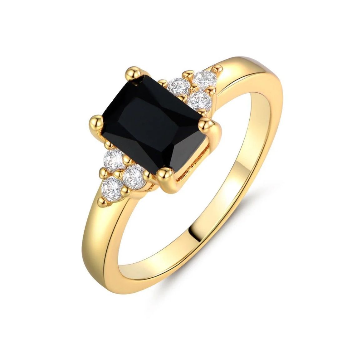 Black Zirconia Gold Ring