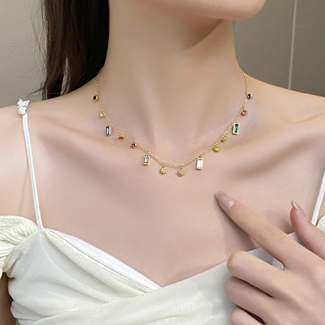 Colorful Thin Crystal Necklace