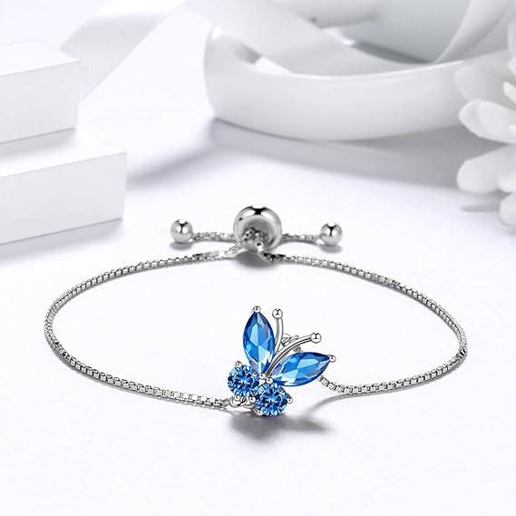 Sapphire Butterfly Bracelet | White Gold