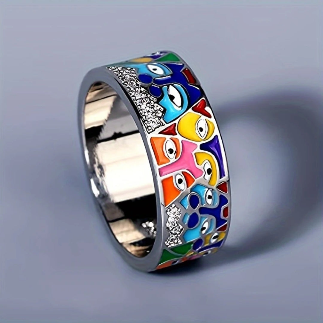 Colorful Eye Silver Ring