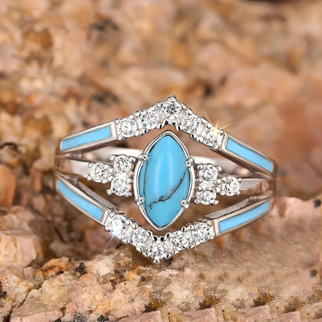 Blue Stone Bright Enamel Ring