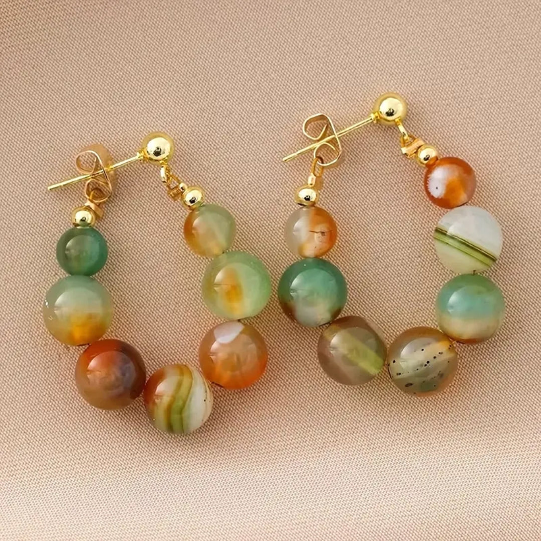Colorful Stone Hoop Earrings
