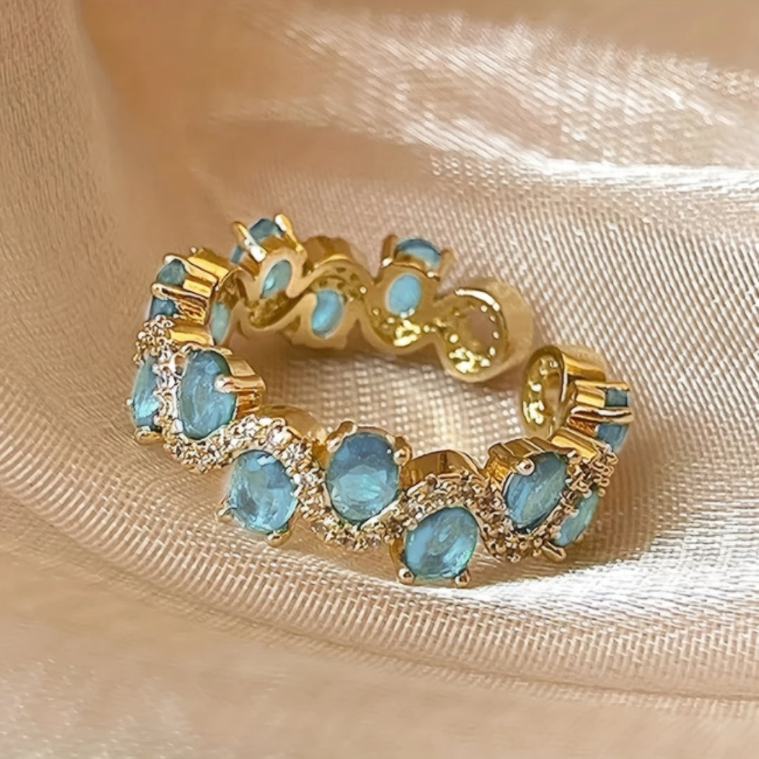 Blue Crystalline Gold Ring