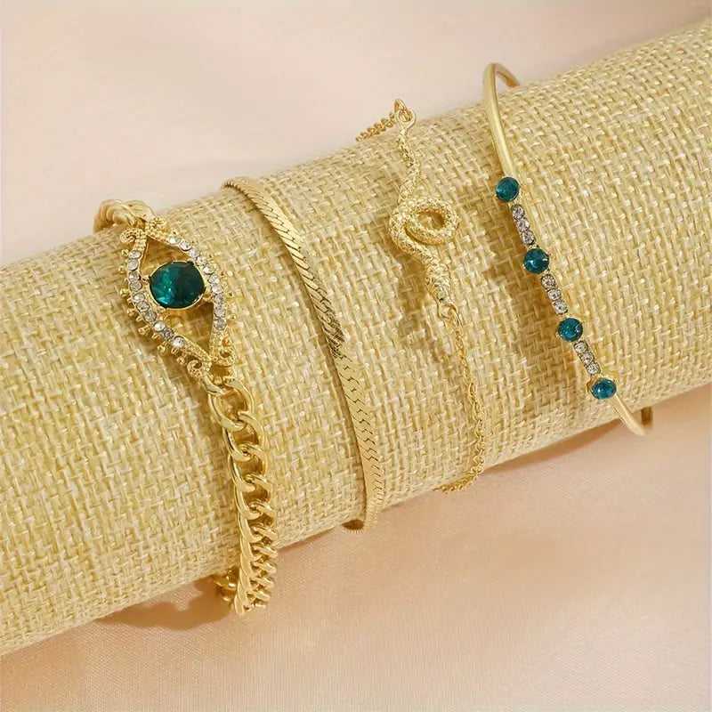 Serpina Veyra Bracelet emerald | Gold