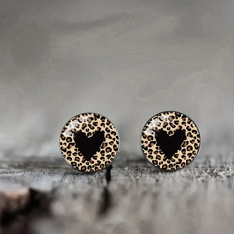 Vintage Rounded Black Heart Earrings