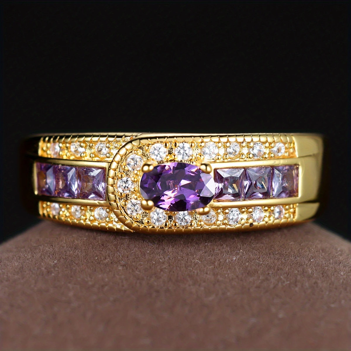 Vintage Purple Zirconia Gold Ring