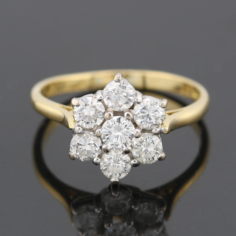 Sparkling Crystal Flower Gold Ring