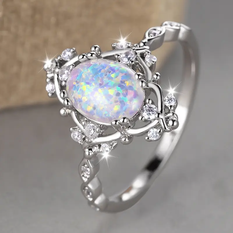 White Opal Bright Ring