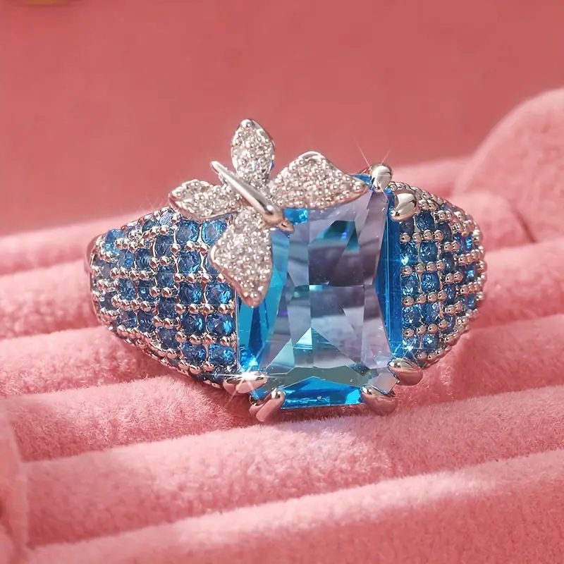 Blue Bright Butterfly Ring