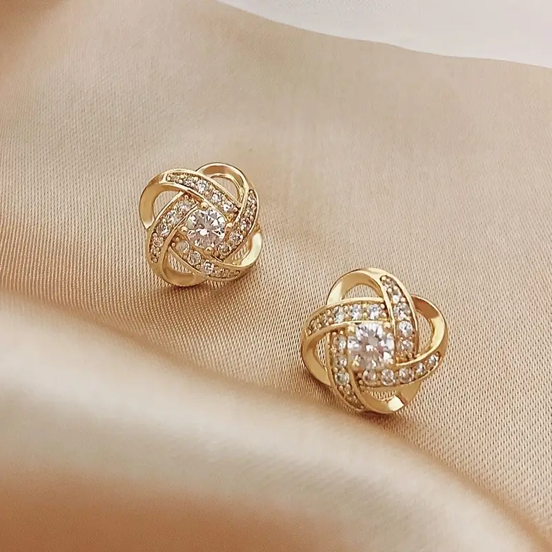 Crystal Elegant Sphere Gold Earrings