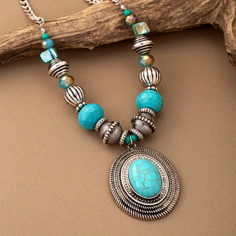 Blue Stoneed Rounded Necklace