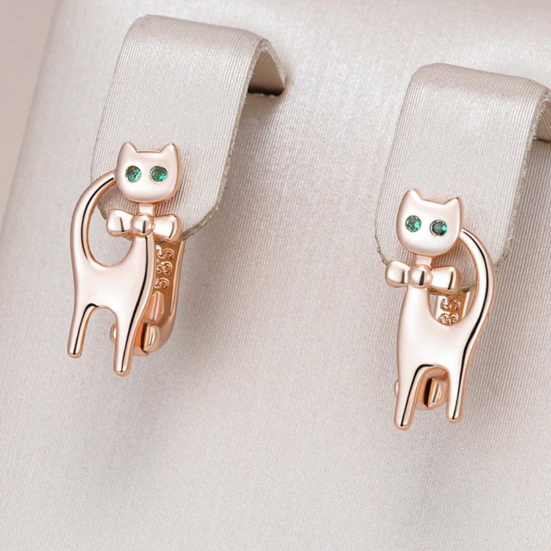 Elegant Kitty Green Zirconia Earrings