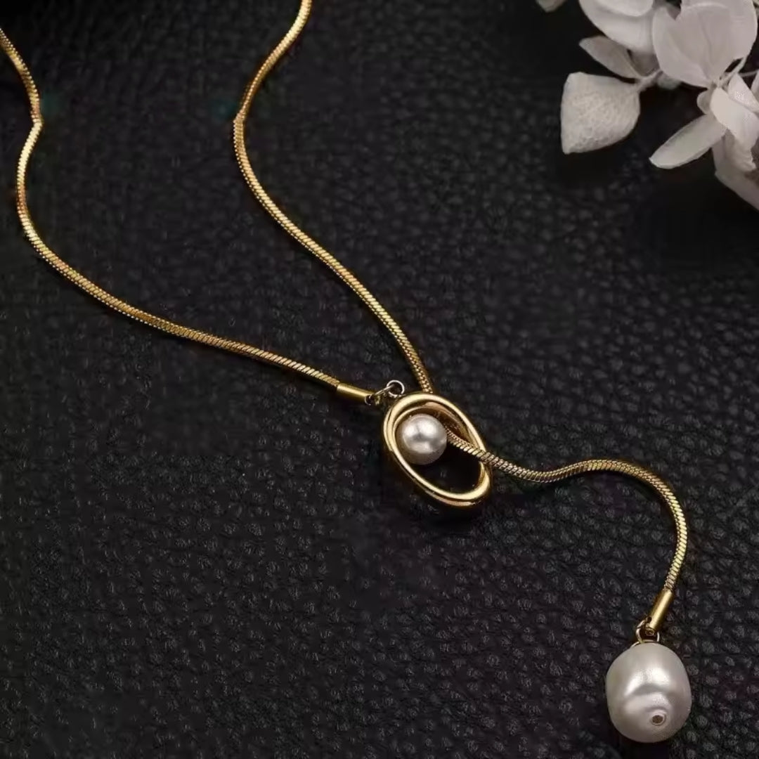 Pearl Pendant Golden Necklace