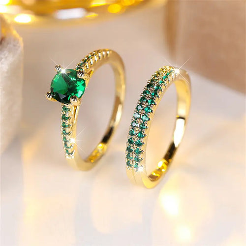 Serena Emerald Duo Ring emerald | Gold