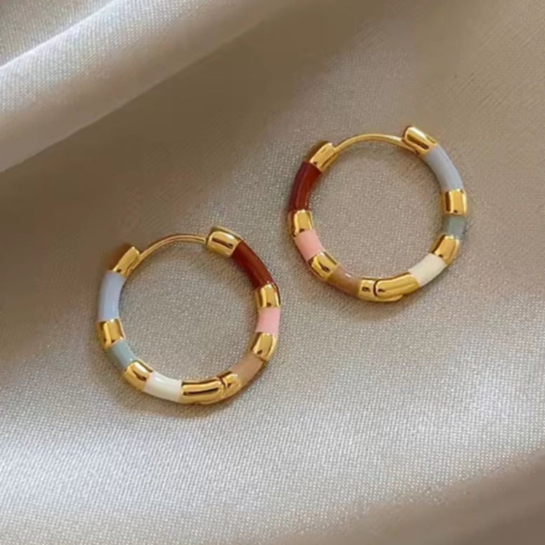 Colorful Hoop Gold Earrings