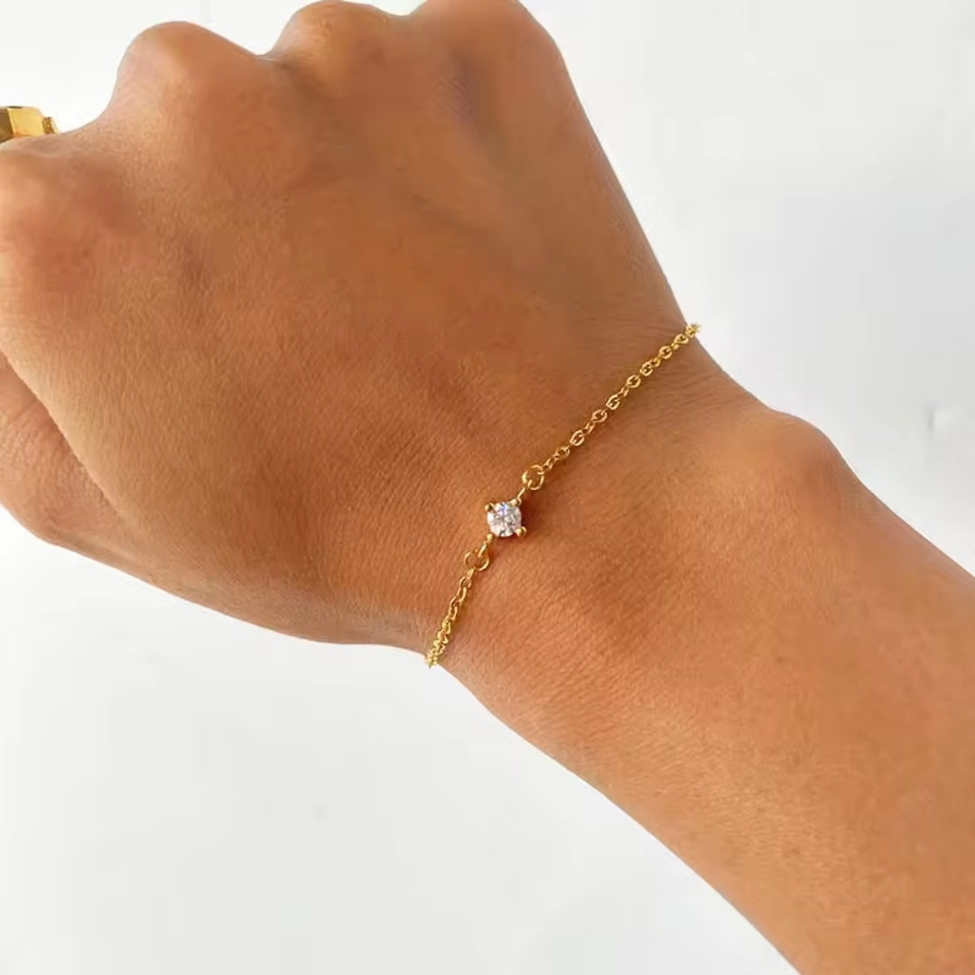 Crystal Thin Gold Bracelet