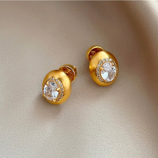 Stud Gold Zirconia Earrings