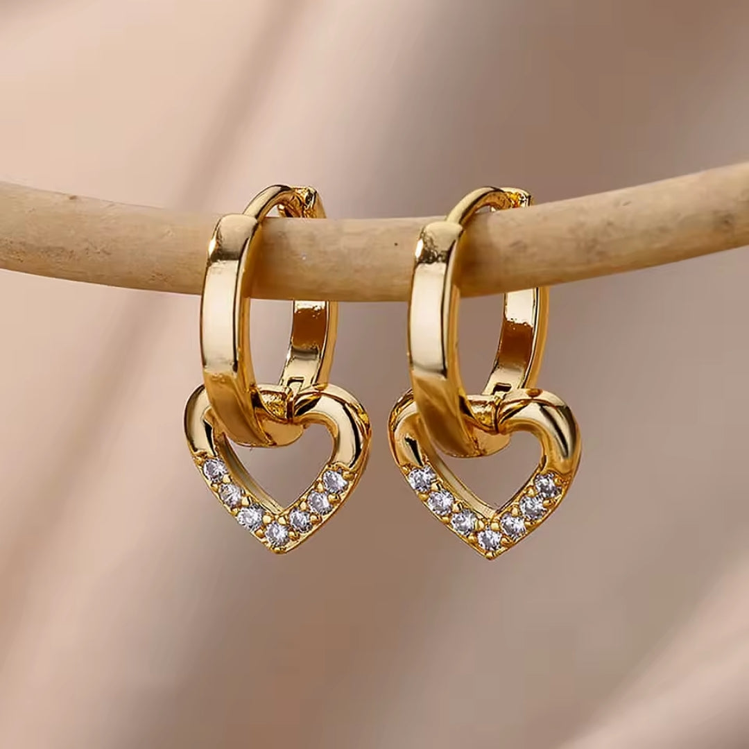 Bright Gold Heart Earrings