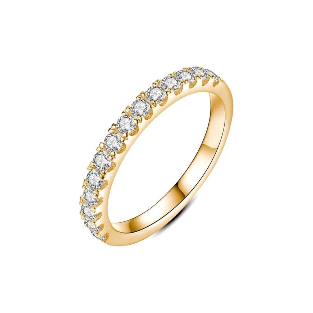 Inlaid Elegant Golden Crystal Ring
