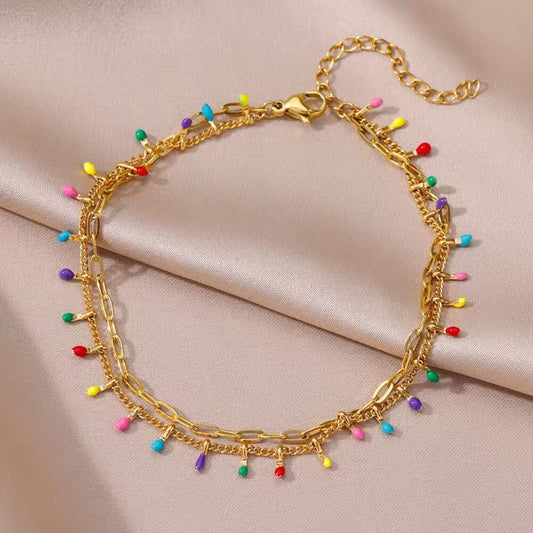 Colorful Crystals Golden Bracelet