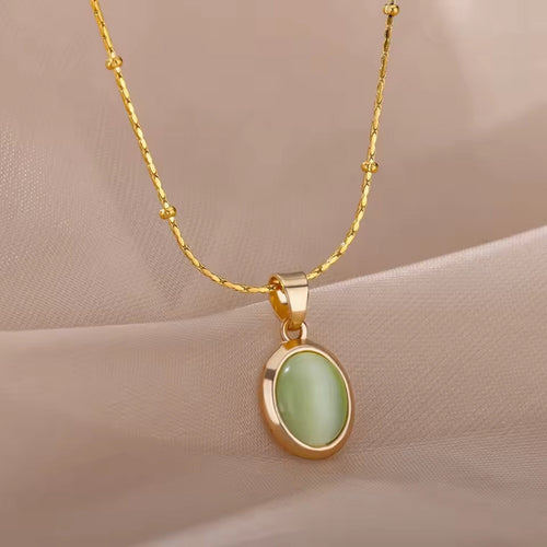 Green Stone Gold Necklace