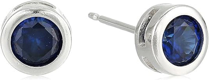 Sapphire Bezel Stud Earrings | White Gold