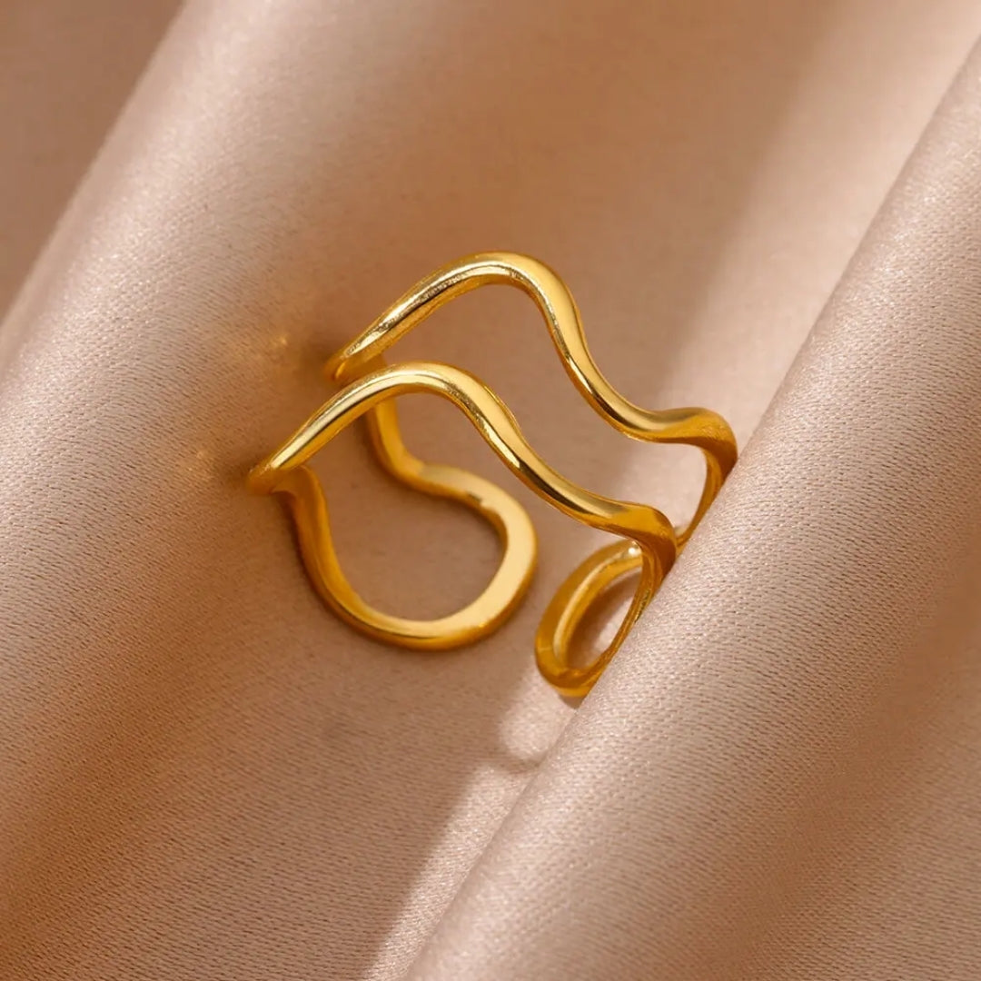 Adjustable Gold Thin Irregular Ring