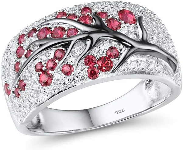 Ruby Blossom Tree Ring | White Gold