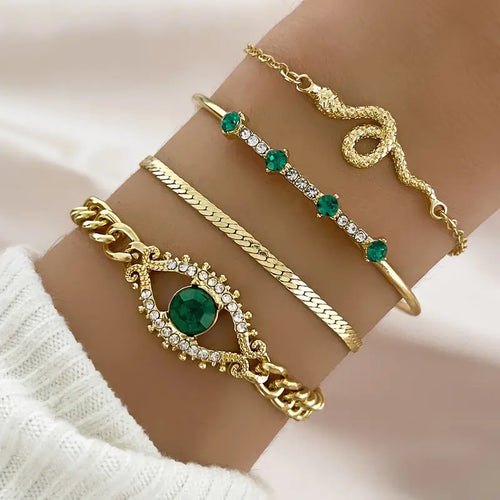 Serpina Veyra Bracelet emerald | Gold