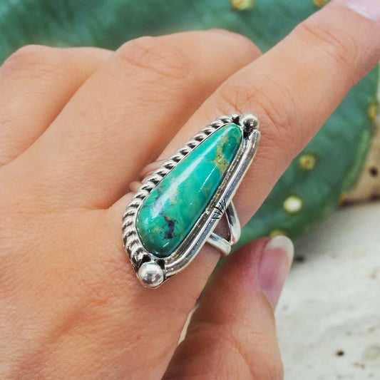 Turquoise Nature Silver Beads Ring