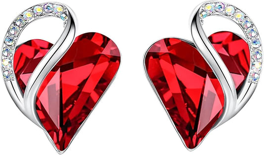 Infinity Heart Ruby Earrings | White Gold