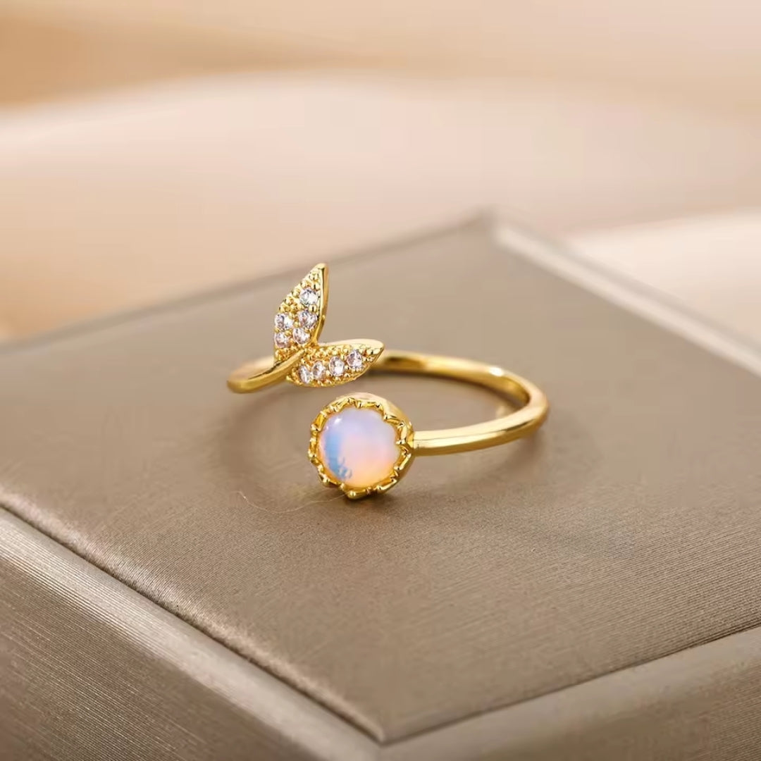 Adjustable Opal Ocean Gold Ring