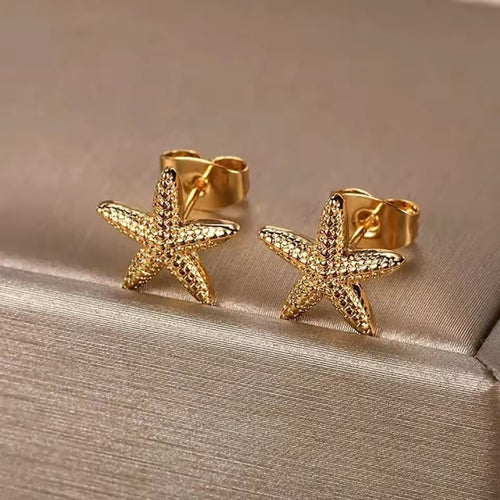 Bright Gold Starfish Earrings