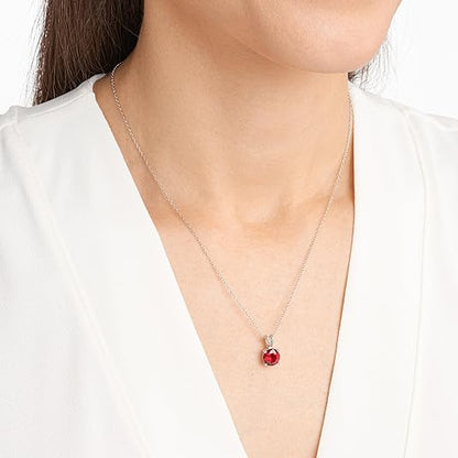 Round Cut Ruby Necklace | White Gold
