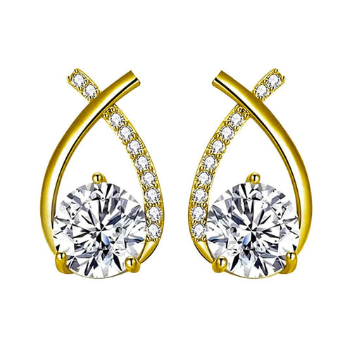 Zirconia Golden Cross Earrings