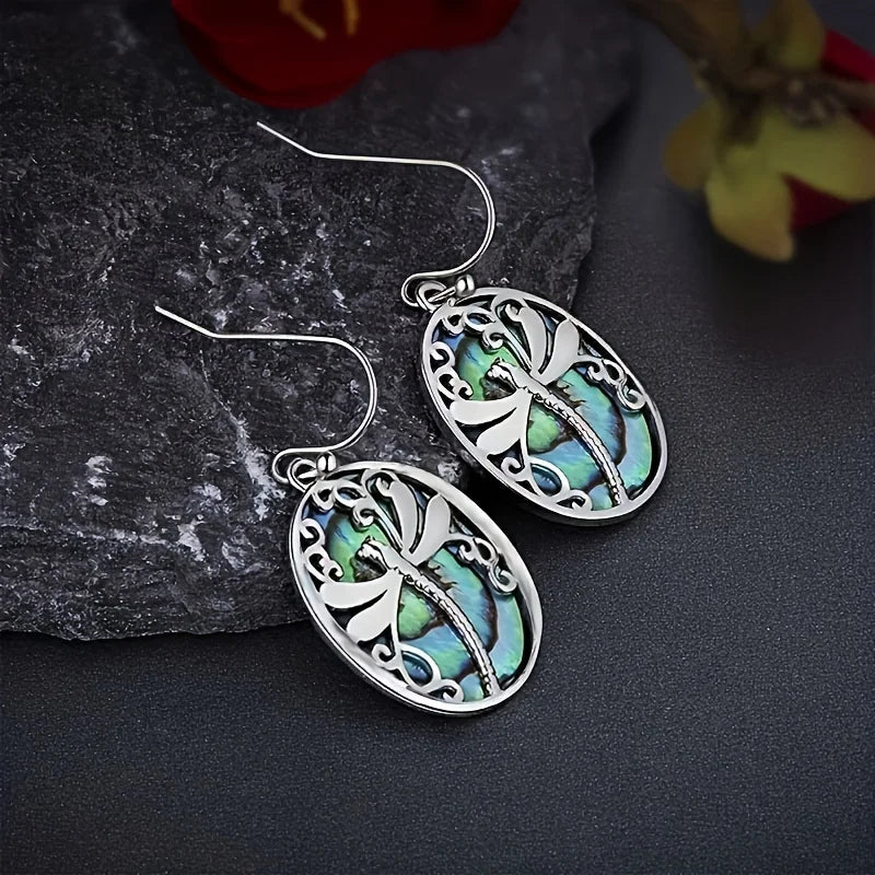 Abalone Shell Dragonfly Earrings – Symbol of Renewal & Grace