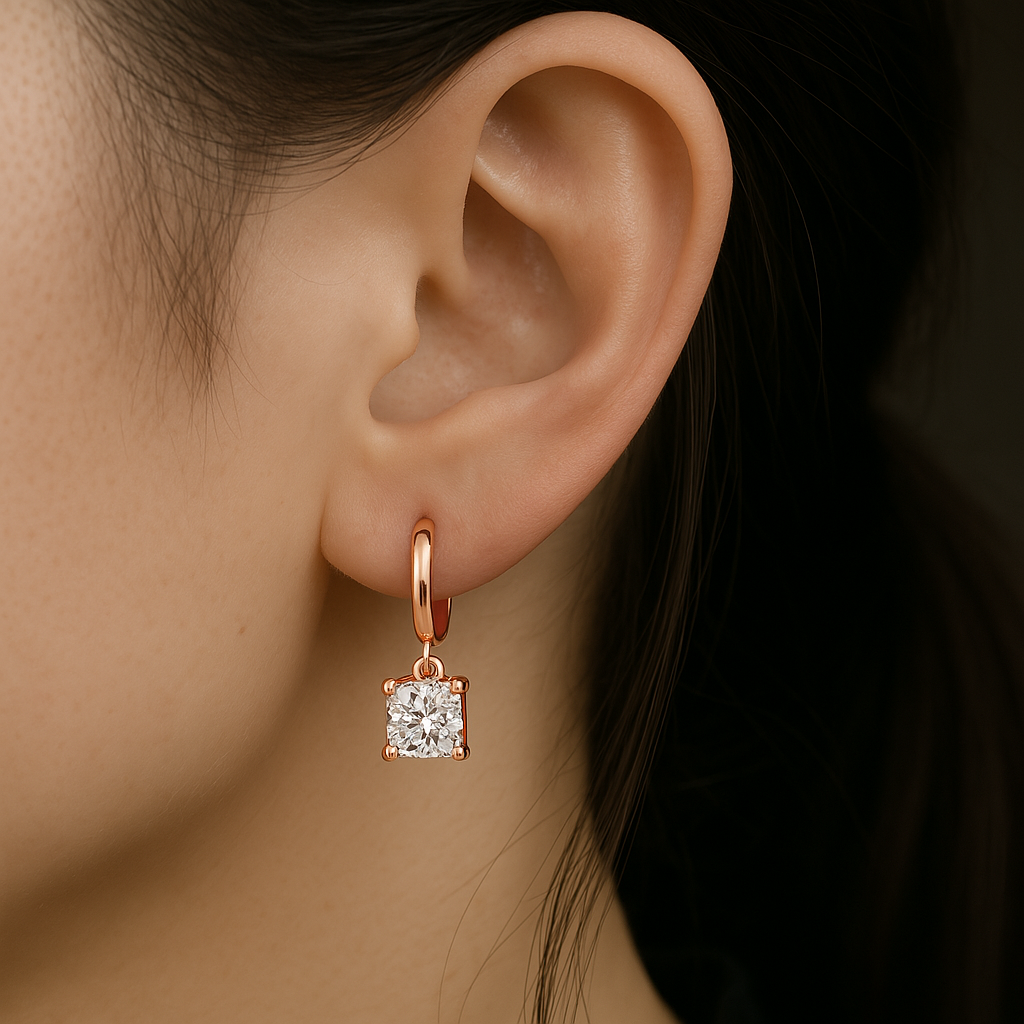 Aurora Square Drop Earrings | Rose gold 16k