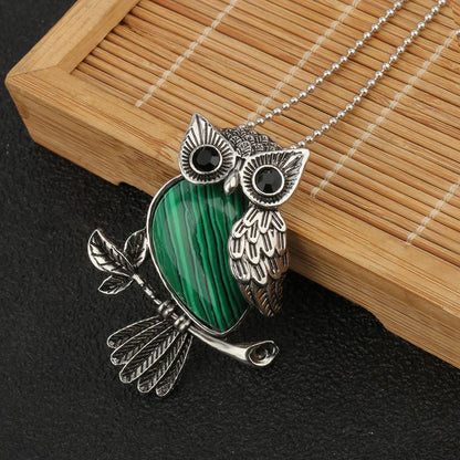 Crystal Owl Wisdom Pendant Necklace