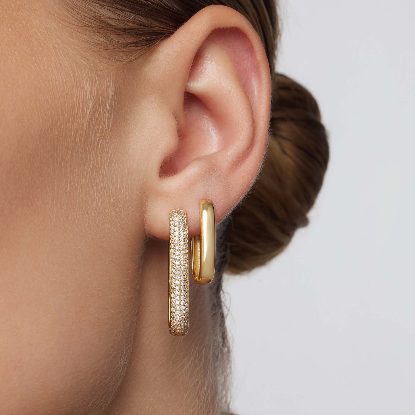 Large Icon Pavé Hoops | Gold 16k