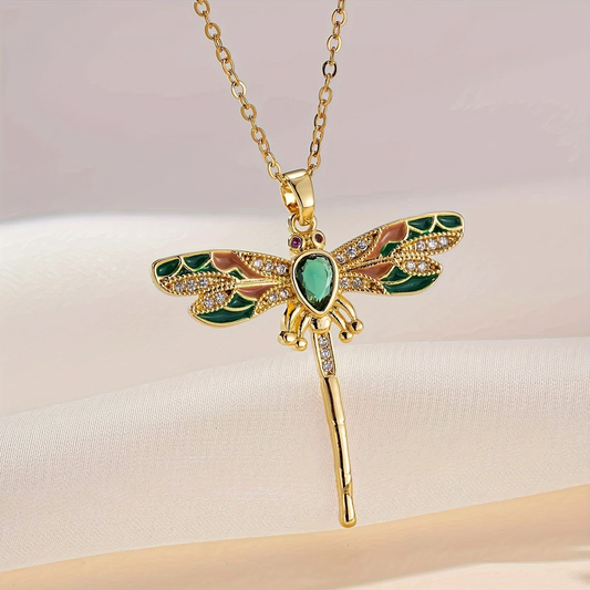 Dancing Dragonfly Golden Dreams Necklace
