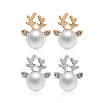 Christmas Reindeer Pearl Earrings