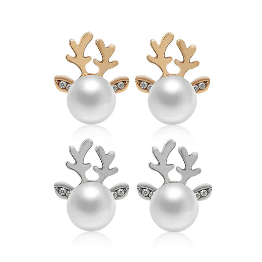 Christmas Reindeer Pearl Earrings