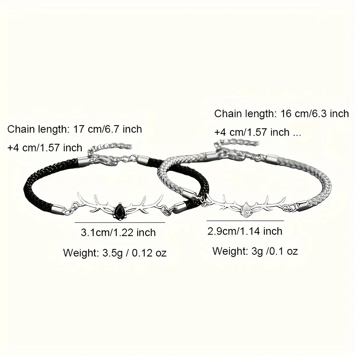 Deer Horn Heart Bracelet with Zircon