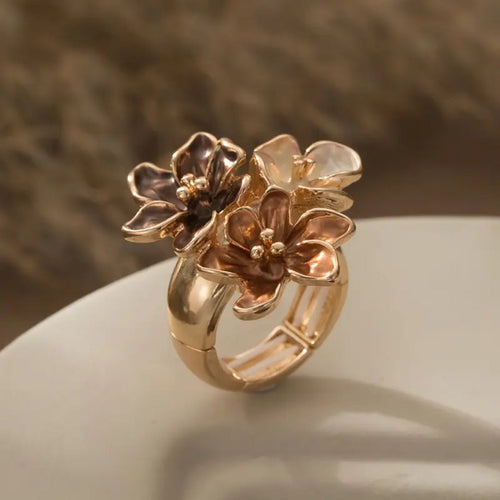 Brown Layered Flowers Ring