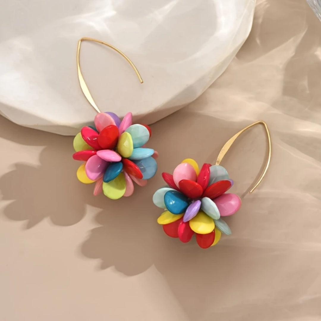 Colorful Dangling Blossom Earrings
