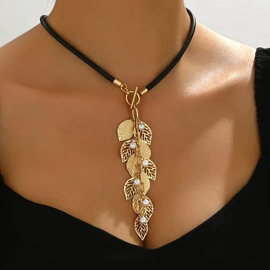 Dangling Golden Fern Necklace