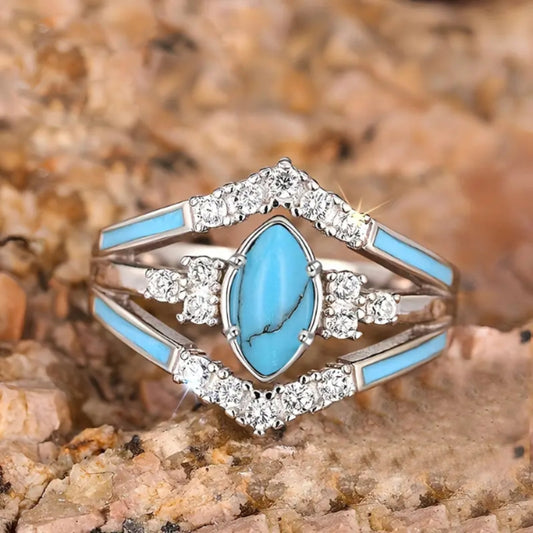 Blue Stone Bright Enamel Ring