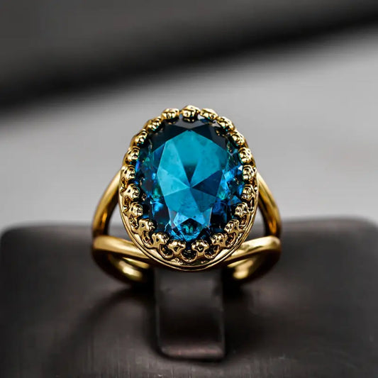 Blue Sapphire Golden Ring