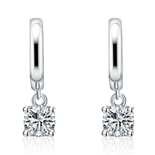 Aurora Square Drop Earrings | White gold 16k