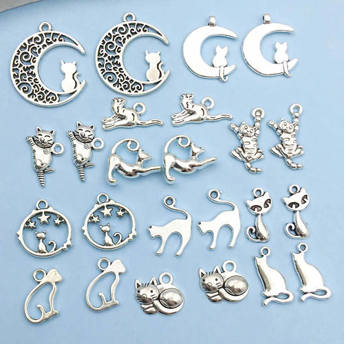 Vintage Silver Cat Charms Collection